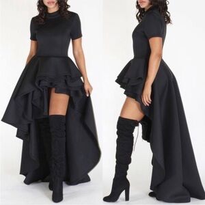 Elegant Black High-Low Dress